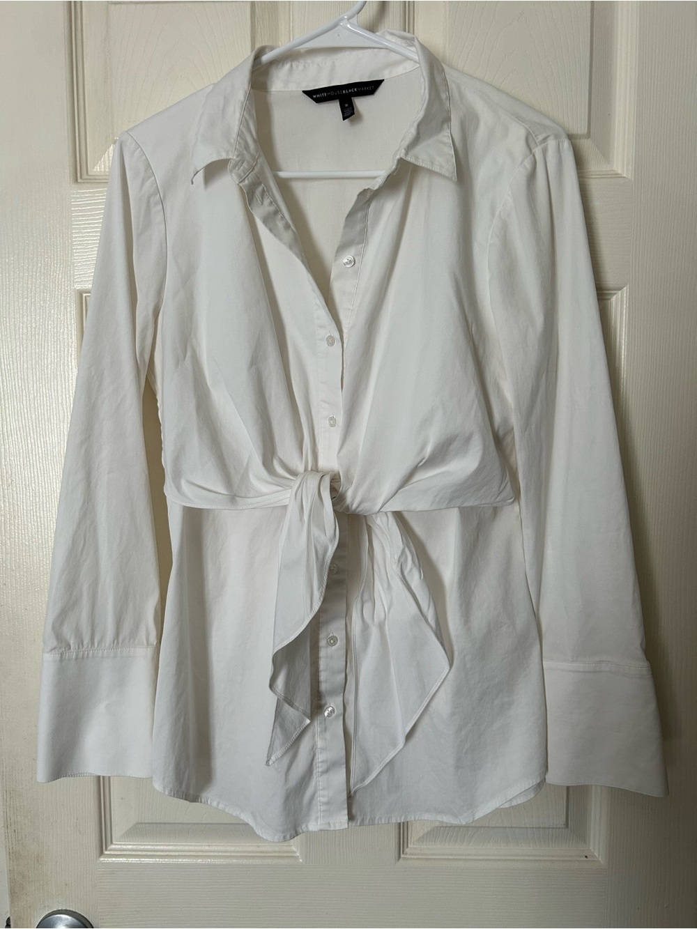 White House Black Market White Tie-Front Button-Down Blouse